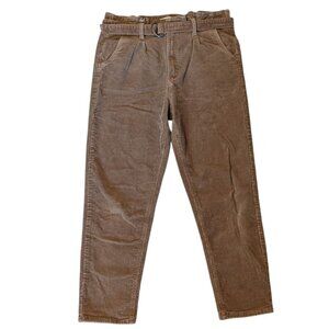 SO Corduroy Pants High Rise Mom Jean Belted Brown Size 13/31W 33x26.5
